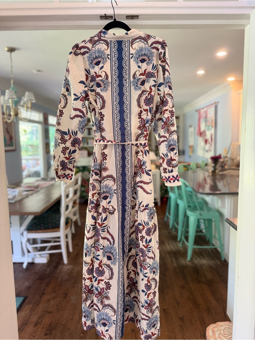 Boden Ellie Cotton Maxi Shirt Dress Elegant Blossom Placement Border Print - Picture 3 of 3